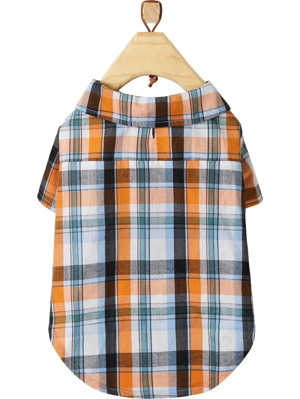 FRISCO ORANGLE BLUE WHITE PLAID DOG & CAT PET BUTTON UP SHIRT MEDIUM